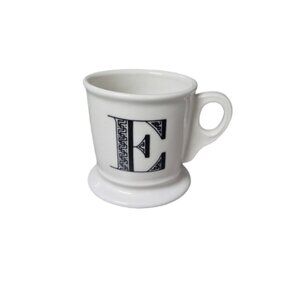 Anthropologie Monogram Mug Cream with Black Letter E